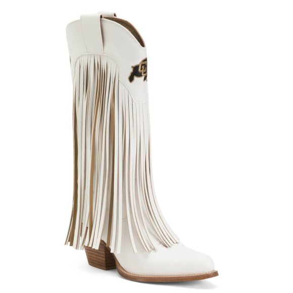 VACCARI BOOTS White Colorado Kacey Fringe Western Boots - Picture 1 of 2